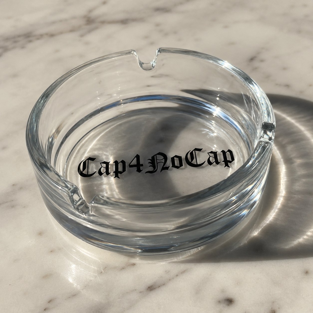 Cap4NoCap glass ashtray in natural sunlight